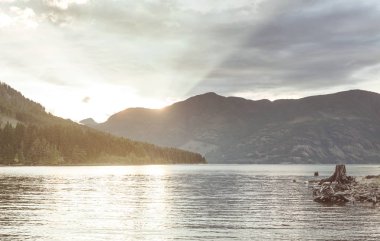 Vancouver Adası 'ndaki Yağmur Ormanı Gölü, British Columbia, Kanada
