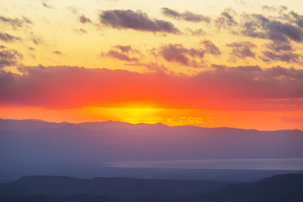 Bergen Silhouet Cyprus Bij Zonsondergang — Stockfoto