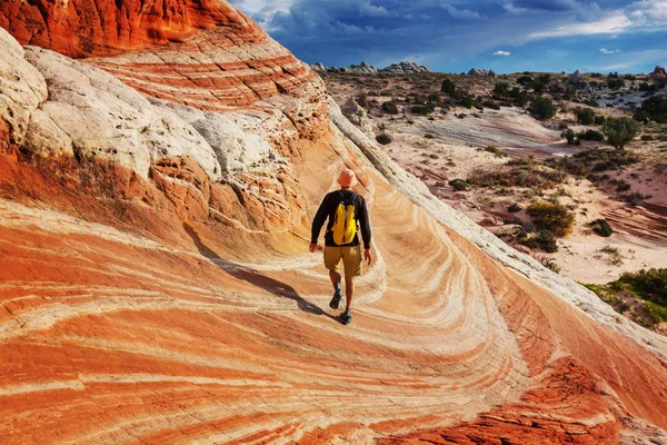 Caminhada Nas Montanhas Utah Caminhadas Paisagens Naturais Incomuns Formas Fantásticas — Fotografia de Stock