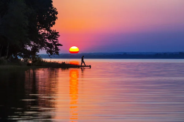 Szene Des Sonnenuntergangs See Bei Sonnenuntergang — Stockfoto
