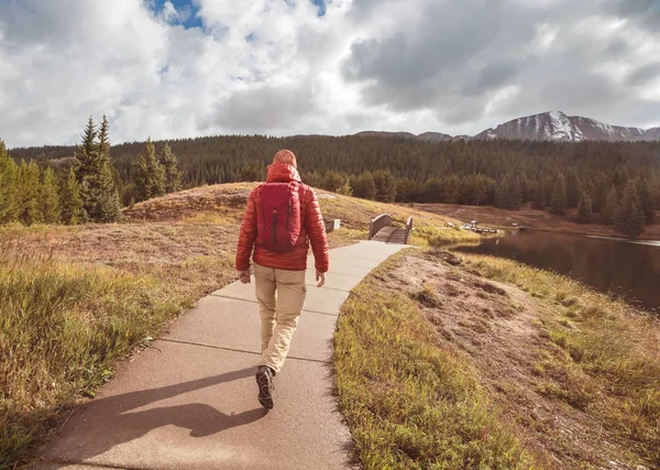 Hike Autumn Mountains Fall Season Theme — Stock Photo, Image