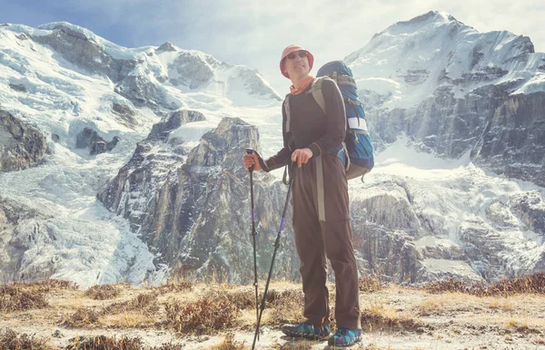 Hiker Himalayas Mountain Nepal — Stock Photo, Image