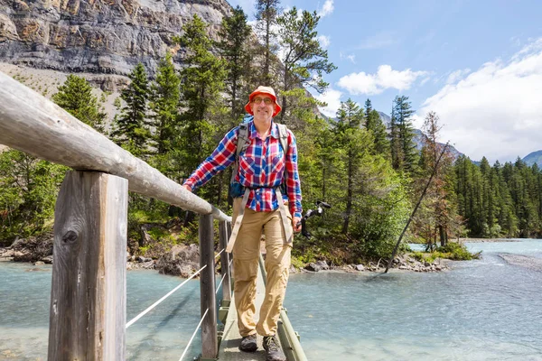 Hiking Man Canadian Mountains Hike Popular Recreation Activity North America — Stock Photo, Image