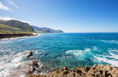 Hawaii, Oahu adasındaki güzel manzaralar.