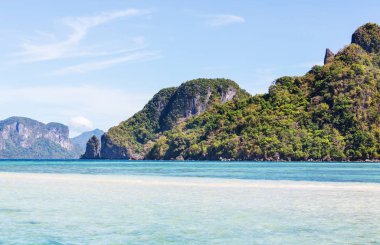 Şaşırtıcı doğal görünümü adaların deniz Körfezi ve dağ, Palawan, Filipinler