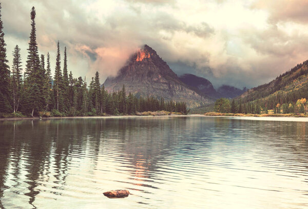 Picturesque rocky peaks of the Glacier National Park, Montana, USA