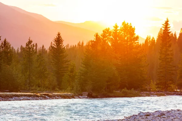 Naturskön Solnedgång Bergen Höstsäsong — Stockfoto