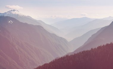 North Cascade Range, Washington / ABD 'de güzel bir dağ zirvesi.