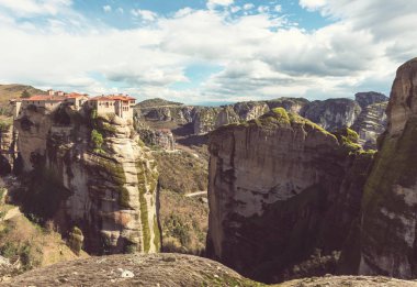 Meteora manastırları Yunanistan. Instagram filtre.