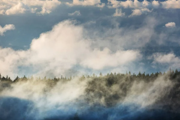 Névoa Nas Montanhas Altas Lindas Paisagens Naturais — Fotografia de Stock