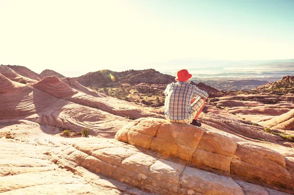 Caminata Las Montañas Utah Senderismo Paisajes Naturales Inusuales Formas Fantásticas — Foto de Stock