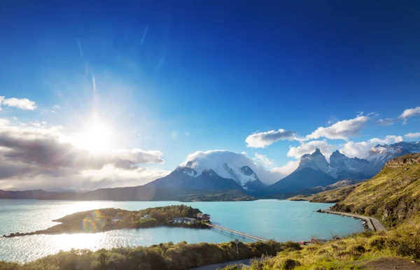 Gyönyörű Hegyvidéki Tájak Torres Del Paine Nemzeti Parkban Chilében Világhírű — Stock Fotó