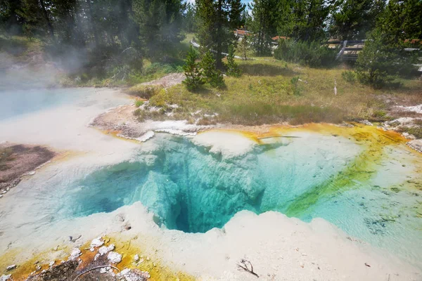 Inspirujące Naturalne Tło Pola Bilardowe Gejzery Parku Narodowym Yellowstone Usa — Zdjęcie stockowe