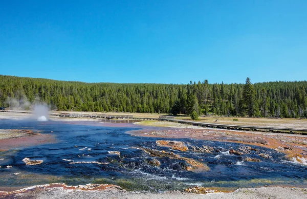 Inspiring Natural Background Pools Geysers Fields Yellowstone National Park Usa — Stock Photo, Image