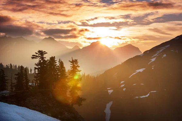 North Cascade Range, Washington / ABD 'de güzel bir dağ zirvesi.