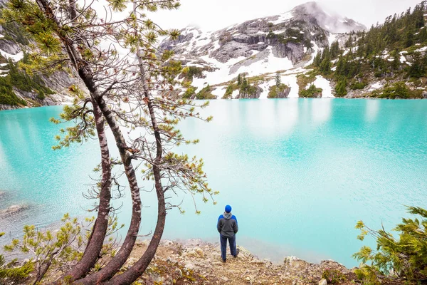 夏の季節には山の中でセレニティ湖 美しい自然景観 — ストック写真