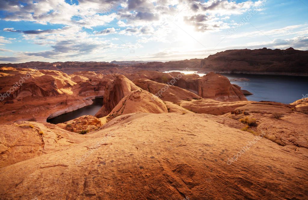 Sandstone formations in Utah, USA. Beautiful Unusual landscapes.