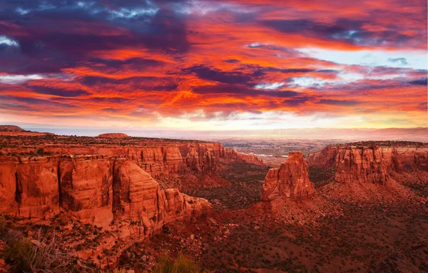 Vista Panorâmica Das Montanhas Colorado National Monument Park Nascer Sol — Fotografia de Stock