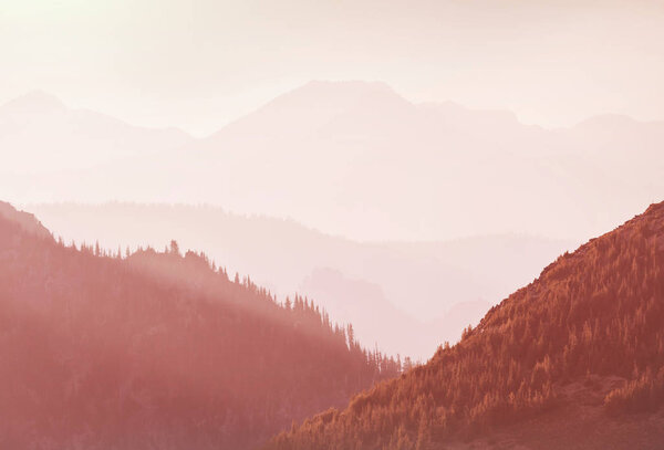 Beautiful mountain peak in  North Cascade Range, Washington / USA