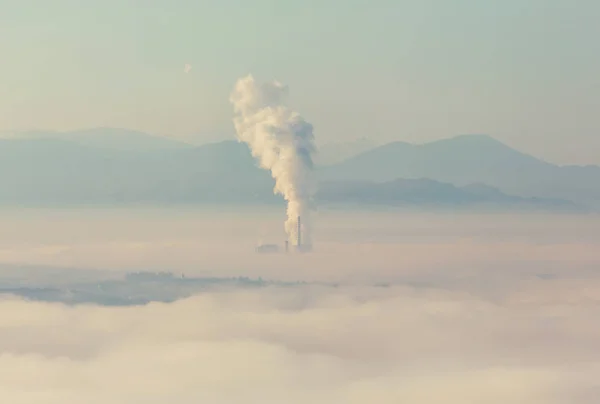 Smoke Pipes Pollutes Atmosphere — Stok fotoğraf