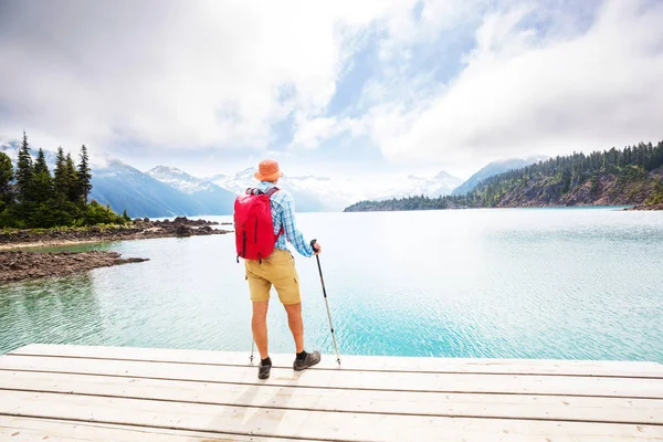 Randonnée Dans Les Eaux Turquoise Pittoresque Lac Garibaldi Près Whistler — Photo