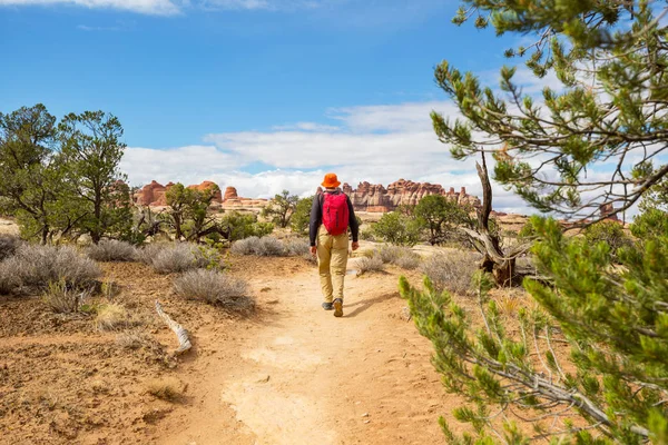 Caminhada Nas Montanhas Utah Caminhadas Paisagens Naturais Incomuns Formas Fantásticas — Fotografia de Stock