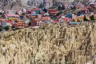 La Paz, Bolivya 'daki Valle de la Luna. Alışılmadık doğal manzaralar güzel yer seyahatleri
