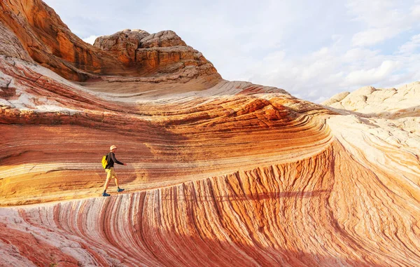 Hike Utah Mountains Hiking Unusual Natural Landscapes Fantastic Forms Sandstone — Stock Photo, Image