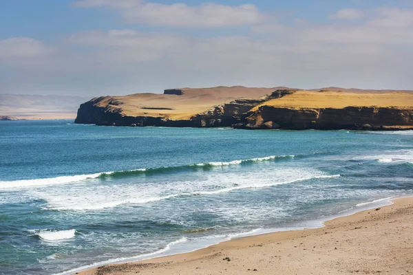 Pustynne Krajobrazy Wybrzeża Oceanu Spokojnego Peru Ameryka Południowa — Zdjęcie stockowe