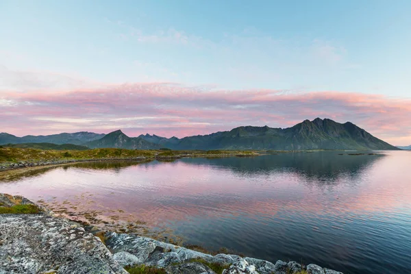 Piękne Krajobrazy Wyspach Lofoten Północnej Norwegii Sezon Letni — Zdjęcie stockowe