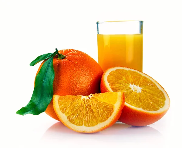 Zumo de naranja fresco y frutas — Foto de Stock