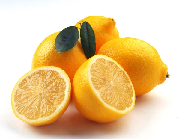 Fresh lemons on a white background — Stock Photo, Image