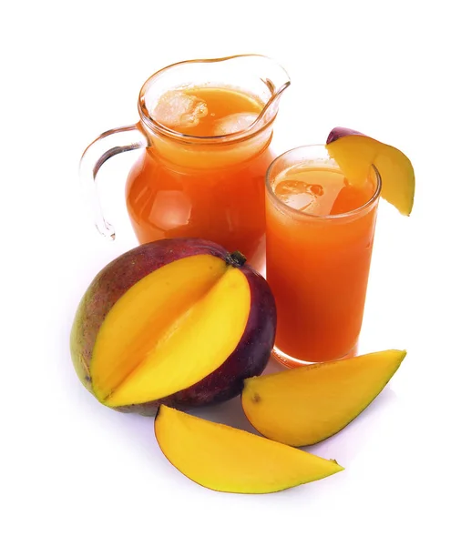 Mango juice and fruit — Stock Photo, Image