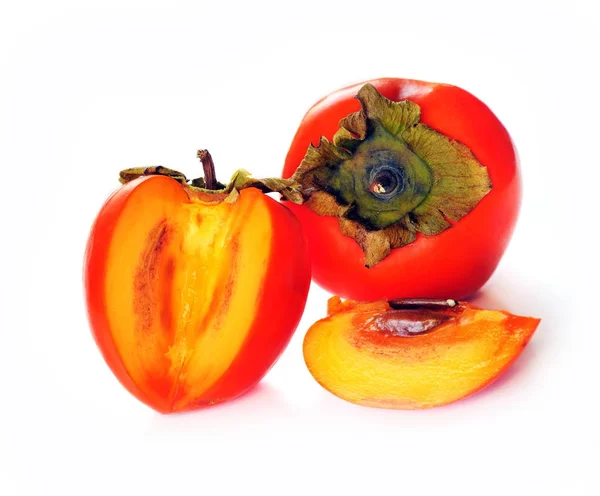 Ripe persimmon on a white background — Stock Photo, Image