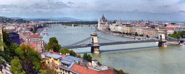 Parlamento ve Tuna Nehri ile Budapeşte 'nin panoramik manzarası