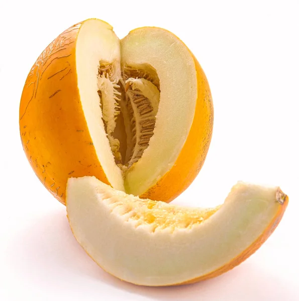 Melone Intero Fetta Meloni Giapponesi Melone Arancione Melone Melone Melone — Foto Stock