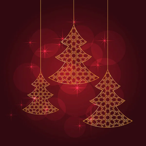 Árvore de Natal de ouro — Vetor de Stock