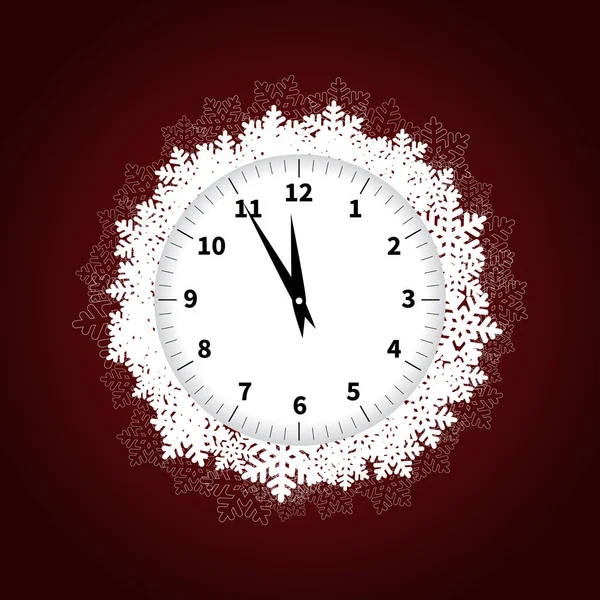 Navidad Copos de nieve reloj — Archivo Imágenes Vectoriales