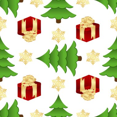 Noel hediyeler ve Ladin desenle