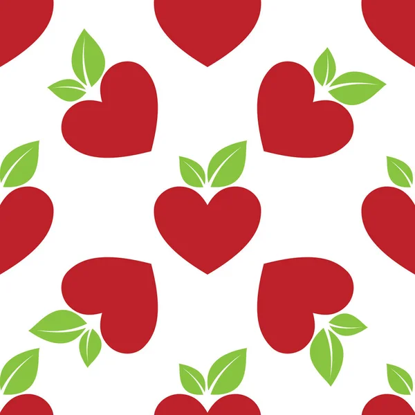 Corazón de manzana roja sin costuras — Vector de stock