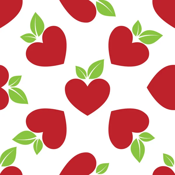 Corazón de manzana roja sin costuras — Vector de stock