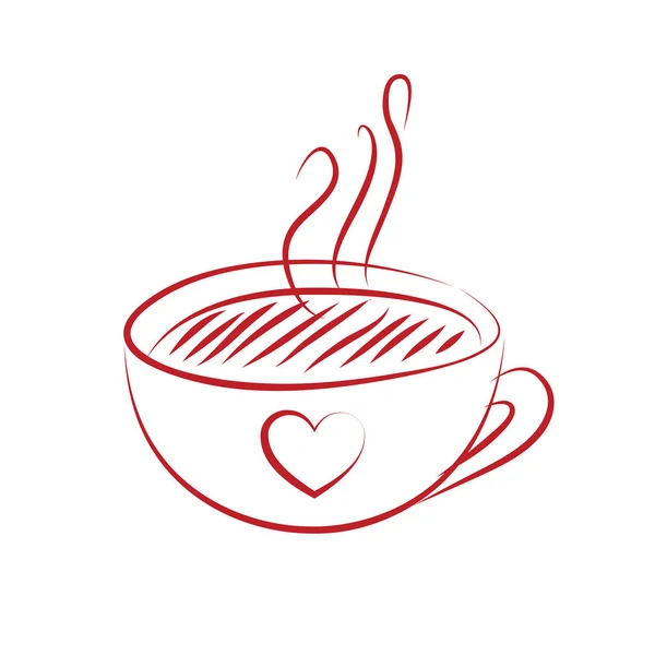 Taza de café con corazón rojo — Vector de stock