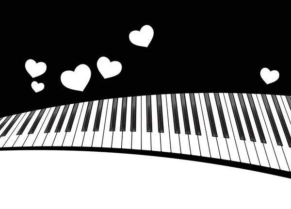 Piano template with hearts — Stock Vector