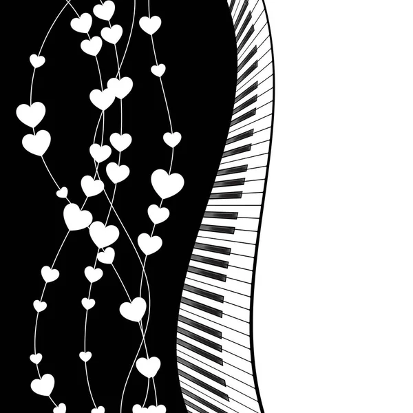 Gabarit pour piano avec cœur — Image vectorielle