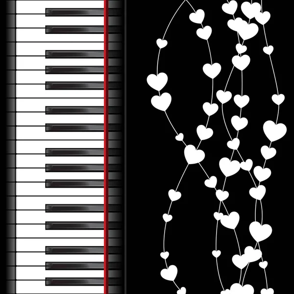 Piano-mall med hjärtan — Stock vektor