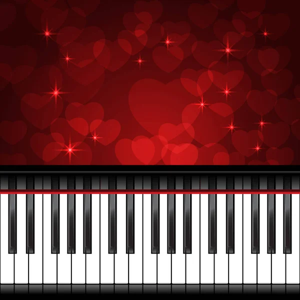 Piano template with hearts — Stock Vector
