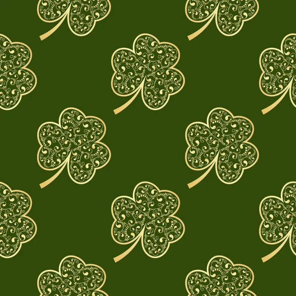 Seamless green shamrocks — Stock Vector