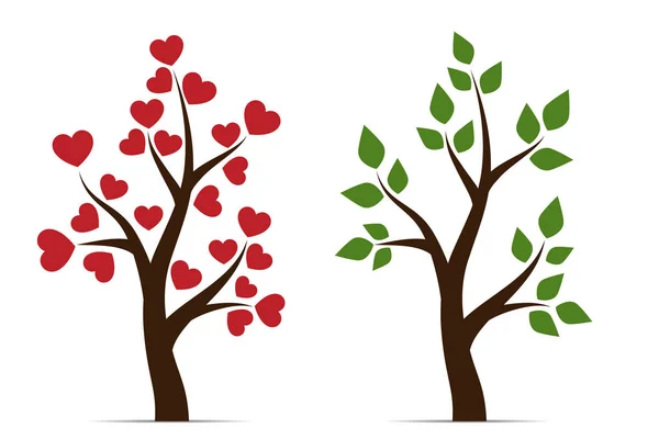 Árvore do amor com folhas coração — Vetor de Stock
