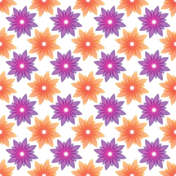 Flores naranjas y violetas sin costuras — Vector de stock