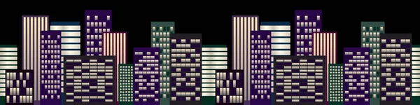 Noční Panorama s mrakodrapy — Stockový vektor